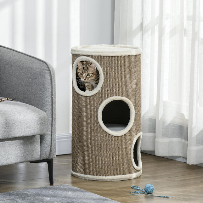 PAWROOM - Cat Scratching Tower, 3 levels, sisal and plush, 70 cm