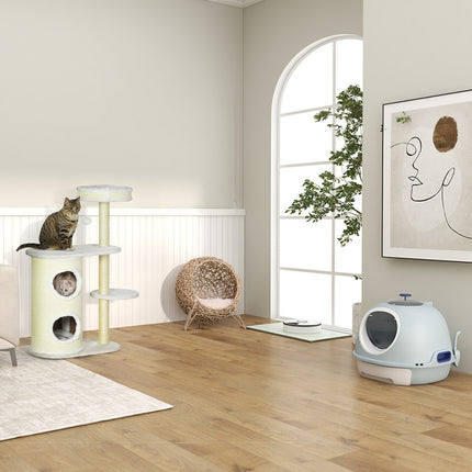 PAWROOM - Skrapestolpe 100 Cm Med Skrapeløp, Sisal-Søyle Og Lekeball, Pute, Kremhvit