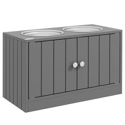 PAWROOM - Elevated Dog Feeding Station with Storage, Stainless Bowls