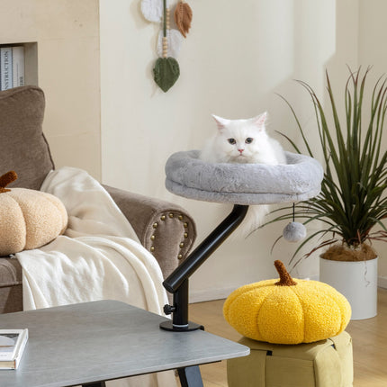 PAWROOM - Skrivebordsseng for katter med 360-graders rotasjon, justerbar høyde, grå