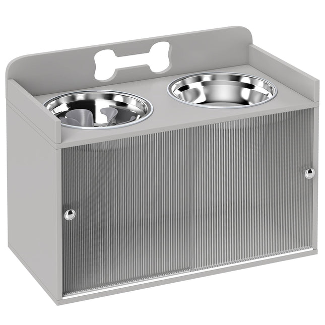 PAWROOM - Elevated Dog Feeding Station with 2 Bowls, MDF & Stainless Steel