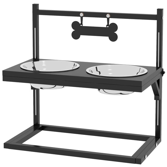 PAWROOM - Adjustable stainless steel dog bowl - bone shape, 0.9L