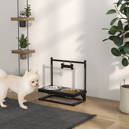 PAWROOM - Fôringsstasjon I Rustfritt Stål Hundeskål Justerbar Beinformet 0,9L