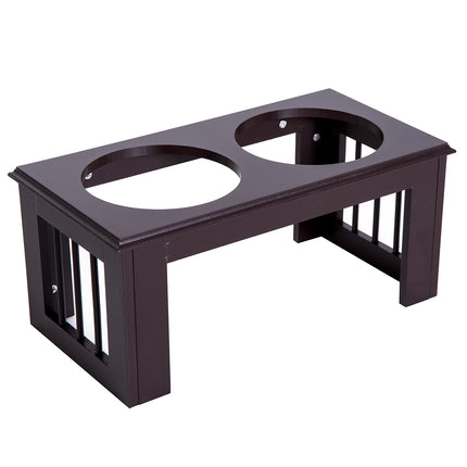 PAWROOM - Hevet Hundeskål Matskål I Rustfritt Stål Dyrematskål Mdf Kaffe 23" X 12" X 10"