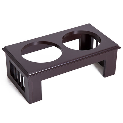 PAWROOM - Hundeskål Sett Med 2 Matskåler I Rustfritt Stål, Hevet Katteskål, Mdf, Lettstelt, Kaffe, 44X24X15Cm