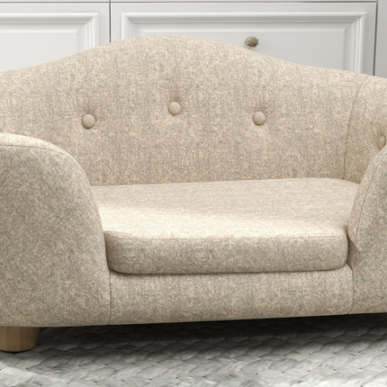 PAWROOM - Hundesofa baklomme plysjtrekk med pute, katteseng, egnet for små hunder, furu, 70 x 47 x 30 cm, kremhvit