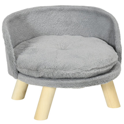 PAWROOM - Gray dog and cat bed with non-slip wooden feet, 40.5 cm
