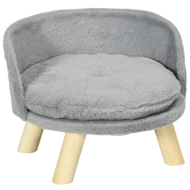 PAWROOM - Gray dog and cat bed with non-slip wooden feet, 40.5 cm