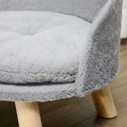 PAWROOM - Gray dog and cat bed with non-slip wooden feet, 40.5 cm