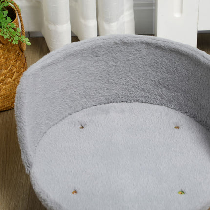 PAWROOM - Gray dog and cat bed with non-slip wooden feet, 40.5 cm