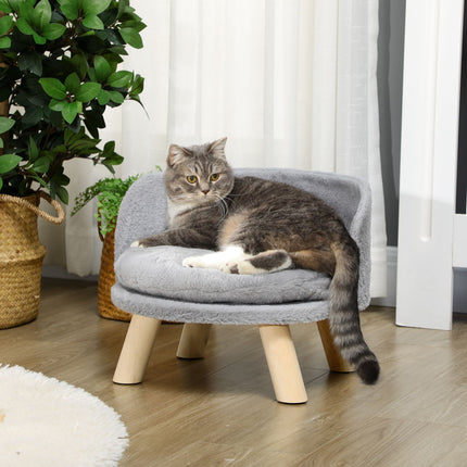 PAWROOM - Gray dog and cat bed with non-slip wooden feet, 40.5 cm