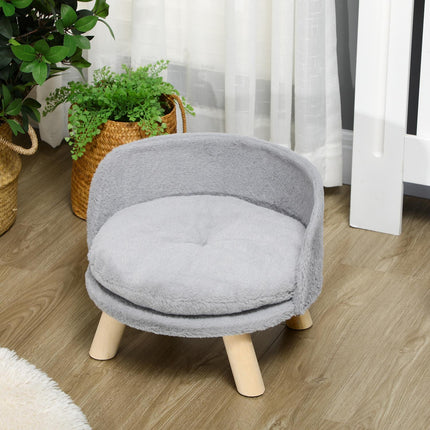 PAWROOM - Gray dog and cat bed with non-slip wooden feet, 40.5 cm