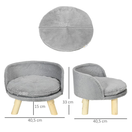 PAWROOM - Gray dog and cat bed with non-slip wooden feet, 40.5 cm