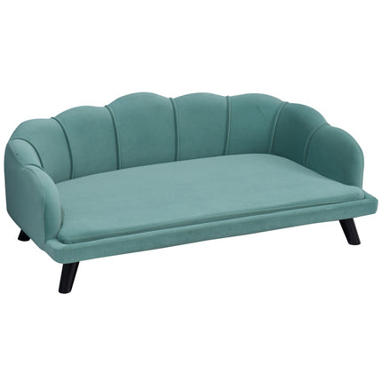 PAWROOM - Hundesofa Kjæledyrsofa Med Ryggstøtte Og Treben, Mykt Trekk, Kattesofa, Grønn, 98,5X60,5X35,5Cm