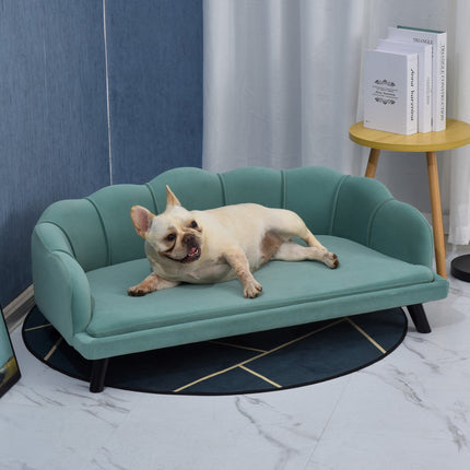 PAWROOM - Hundesofa Kjæledyrsofa Med Ryggstøtte Og Treben, Mykt Trekk, Kattesofa, Grønn, 98,5X60,5X35,5Cm