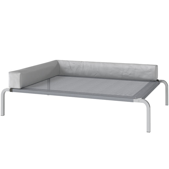 PAWROOM - Elevated Outdoor Dog Bed with L-Shaped Cushion, 110x75x30cm