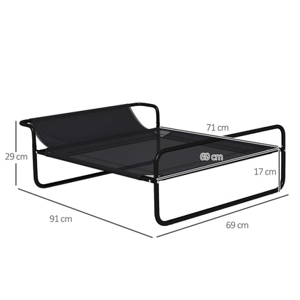 PAWROOM - Utendørs hundeseng, forhøyet hundeseng med pustende nettingtrekk, kjæledyrseng for små og mellomstore hunder Svart 91 x 69 x 29 cm