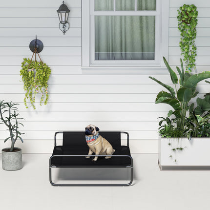 PAWROOM - Utendørs hundeseng, forhøyet hundeseng med pustende nettingtrekk, kjæledyrseng for små og mellomstore hunder Svart 91 x 69 x 29 cm