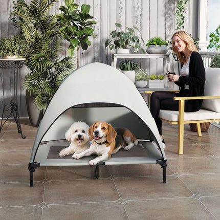 PAWROOM - Outdoor elevated dog bed with roof, cooling net, large