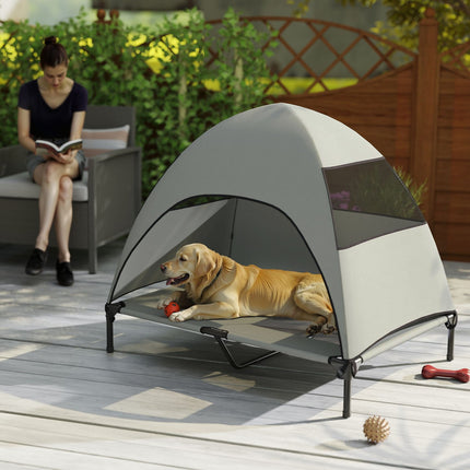 PAWROOM - Outdoor elevated dog bed with roof, cooling net, large