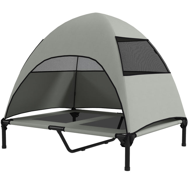PAWROOM - Elevated Cooling Outdoor Dog Bed with Cover - Light Grey
