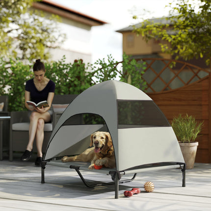 PAWROOM - Elevated Cooling Outdoor Dog Bed with Cover - Light Grey