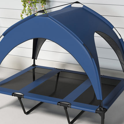 PAWROOM - Hundeseng Forhøyet Utendørs Kjæledyrseng Med Baldakin, Pustende, Ideell For Store Hunder, Mørkeblå Oxford, 106X76X94Cm