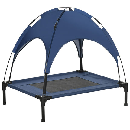 PAWROOM - Raised outdoor dog bed with UV roof, Medium, Dark blue