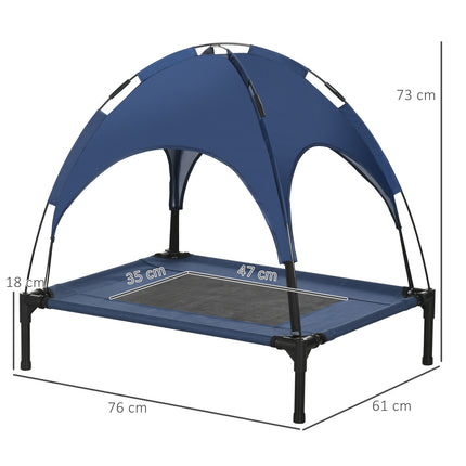 PAWROOM - Raised outdoor dog bed with UV roof, Medium, Dark blue