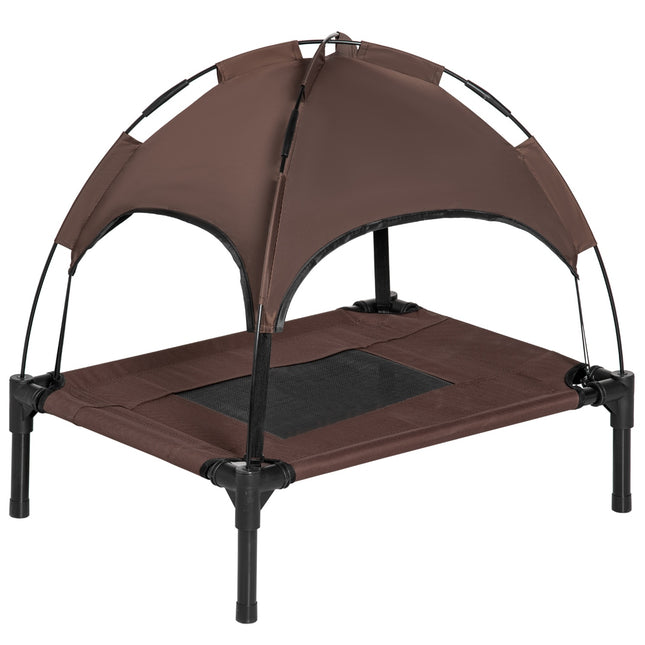 PAWROOM - Elevated outdoor dog bed with canopy, breathable fabric, coffee