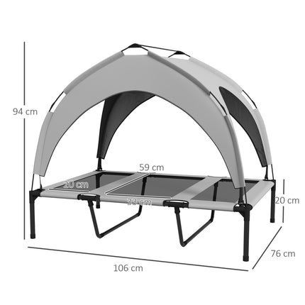 PAWROOM - Forhøyet hundeseng med baldakin, kjæledyrseng, utendørs hundeseng med tak, pustende, for store hunder Lys grå Oxford 106 x 76 x 94 cm