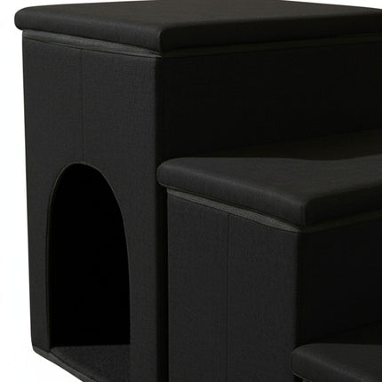 TASSORA - Foldable Dog Stairs, 3 Steps with Storage and Non-Slip Base