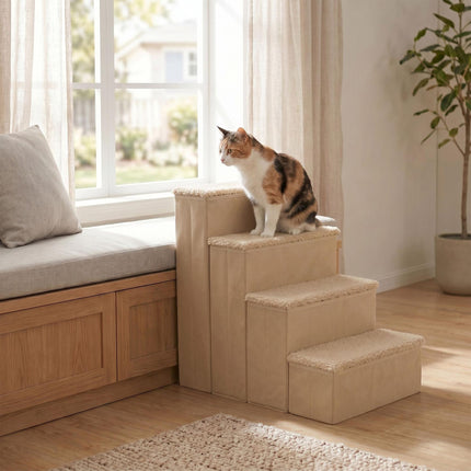 TASSORA - Sammenleggbare hundetrinn med oppbevaring, stor, beige