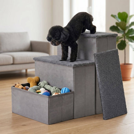 TASSORA - Sammenleggbare hundetrinn med oppbevaring, medium, grå
