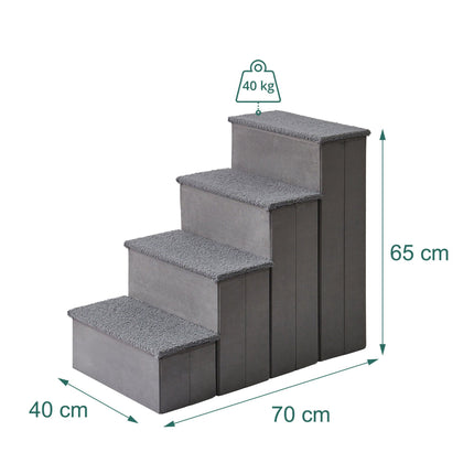 TASSORA - Foldable Dog Steps with Storage, Large, Grey
