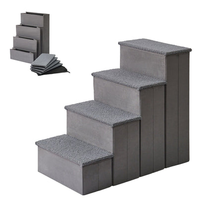 TASSORA - Foldable Dog Steps with Storage, Large, Grey
