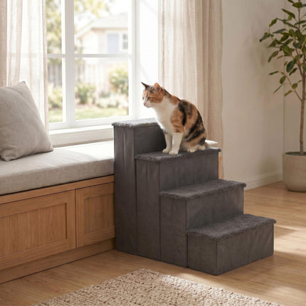 TASSORA - Foldable Dog Steps with Storage, Large, Grey