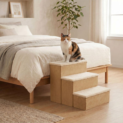 TASSORA - Sammenleggbare hundetrinn med oppbevaring, beige, medium