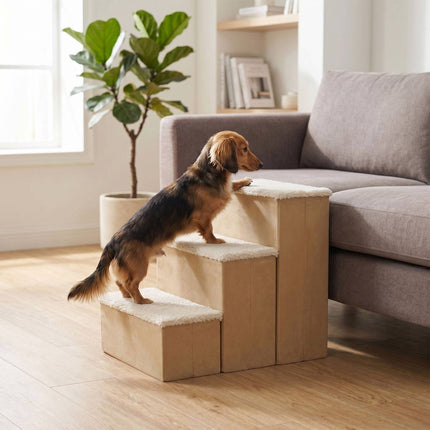 TASSORA - Sammenleggbare hundetrinn med oppbevaring, beige, medium