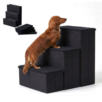 TASSORA - Sammenleggbare hundetrinn med oppbevaring, medium, svart