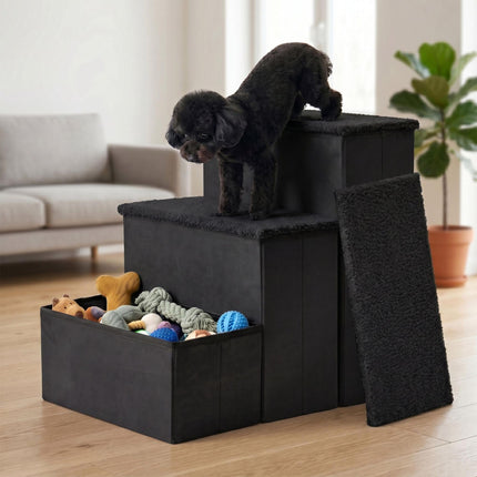 TASSORA - Sammenleggbare hundetrinn med oppbevaring, medium, svart
