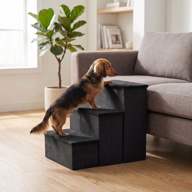 TASSORA - Sammenleggbare hundetrinn med oppbevaring, medium, svart