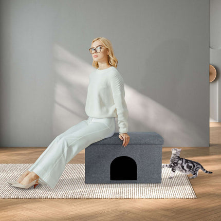 TASSORA - Katteskinn med sittepute i grått