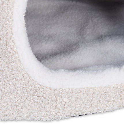 TASSORA - Sammenleggbar beige kattehule med pute og leketøy