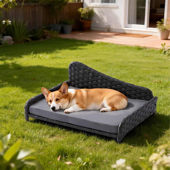 TASSORA - Rattan Dog Bed with Cushion - Indoor/Outdoor Use