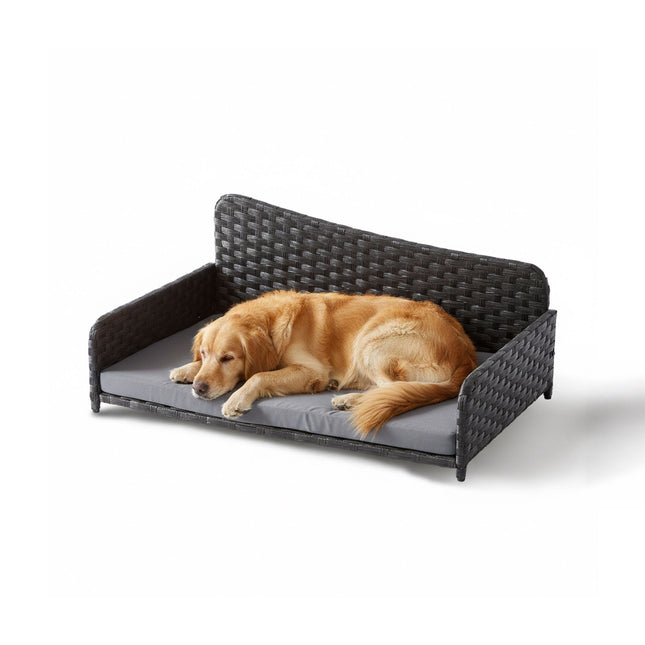 TASSORA - Rattan Dog Bed with Cushion - Indoor/Outdoor Use