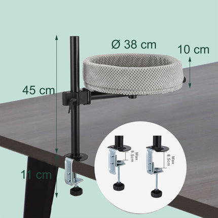 TASSORA - Skrivebordsmontert katteseng - høydejusterbar, mykt rede