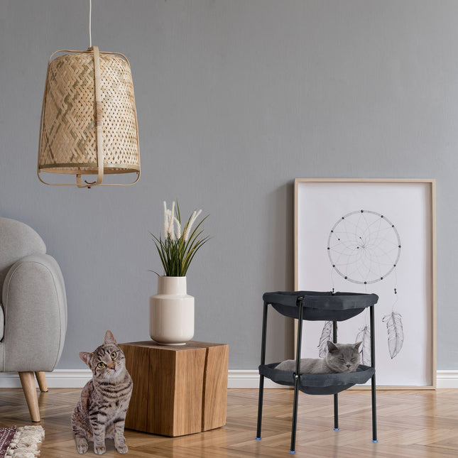 TASSORA - Cat hengekøye seng, 2 etasjer, stålramme, grå netting