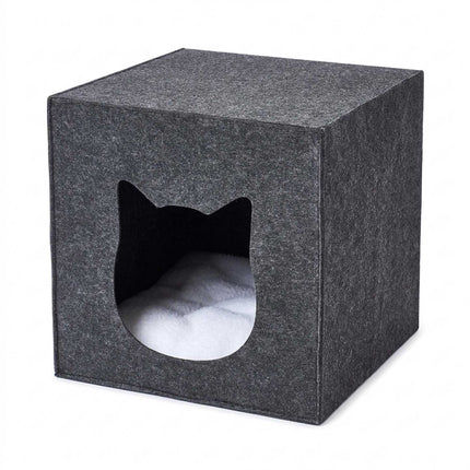 TASSORA - Felt Cat Cave Cube - Foldable, Includes Cushion