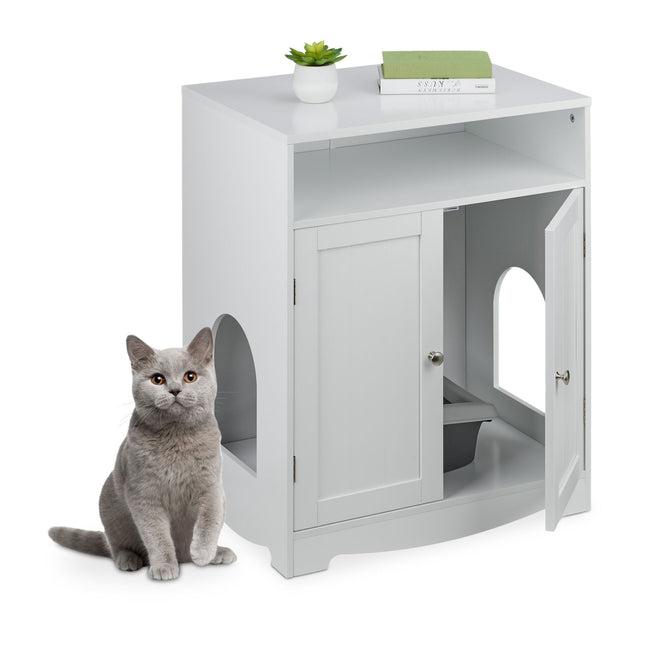 TASSORA - White cat cabinet for litter box